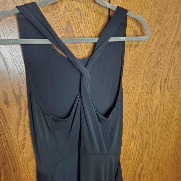 Black Crepe Twist Lace Back Skater Dress - Picture 6 of 8